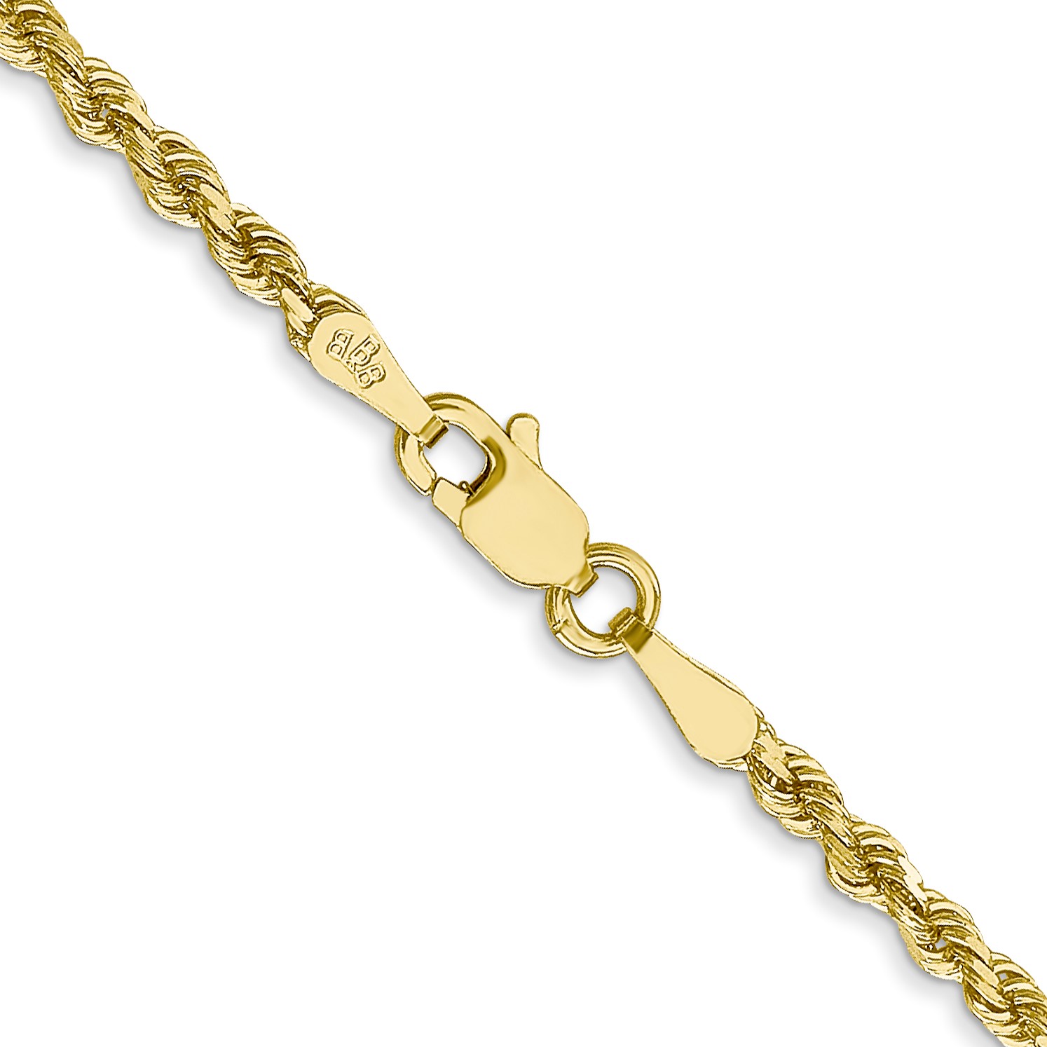 Qgold Women's 10K Yellow Gold 2.25MM Rope Chain Necklace Qgold Women's 10K Yellow Gold 2.25MM Rope Chain Necklace